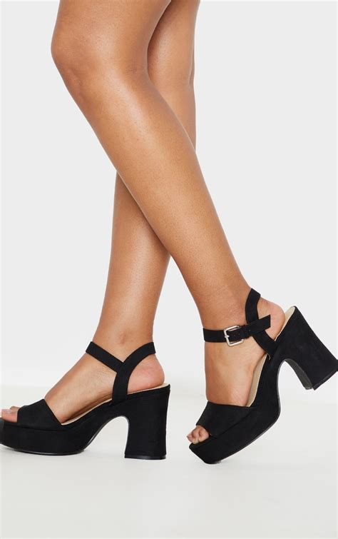 target black chunky heels